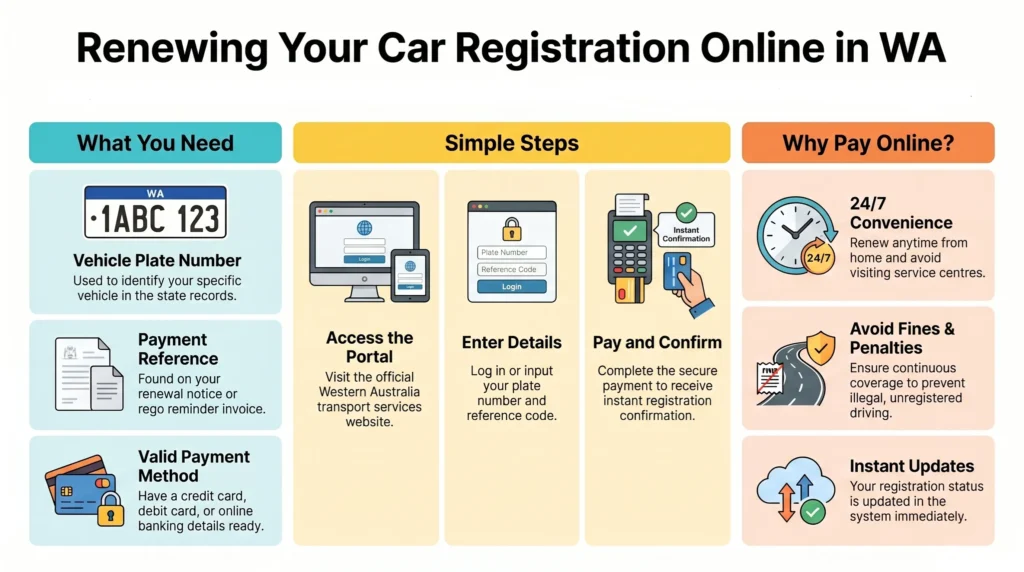 Renewing your car registration online in WA – step-by-step guide showing what you need, simple steps and benefits of online payment